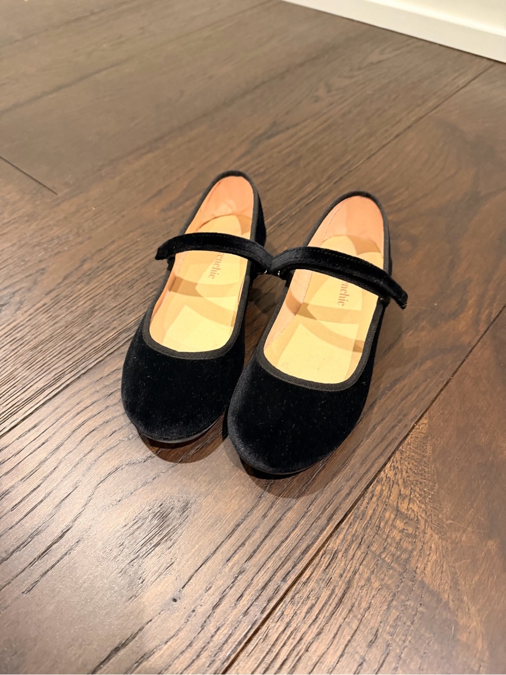 Childrenchic Black Velvet Mary Jane Dress Shoes with Hook Strap
